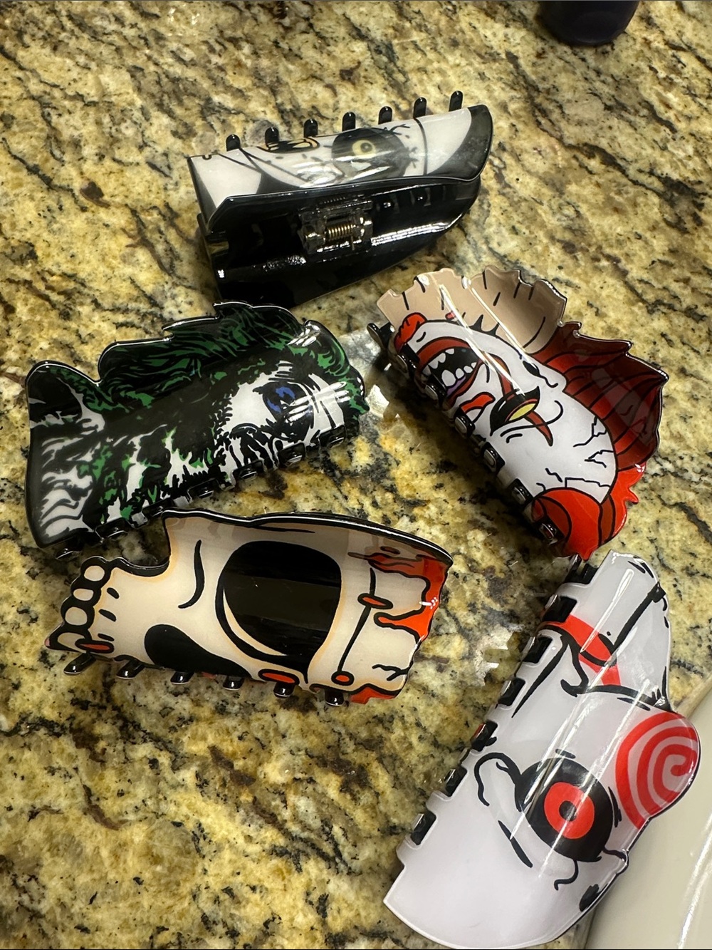 Graphic Halloween 🎃 Hair Claw Clips - Multi-Color Set of 5